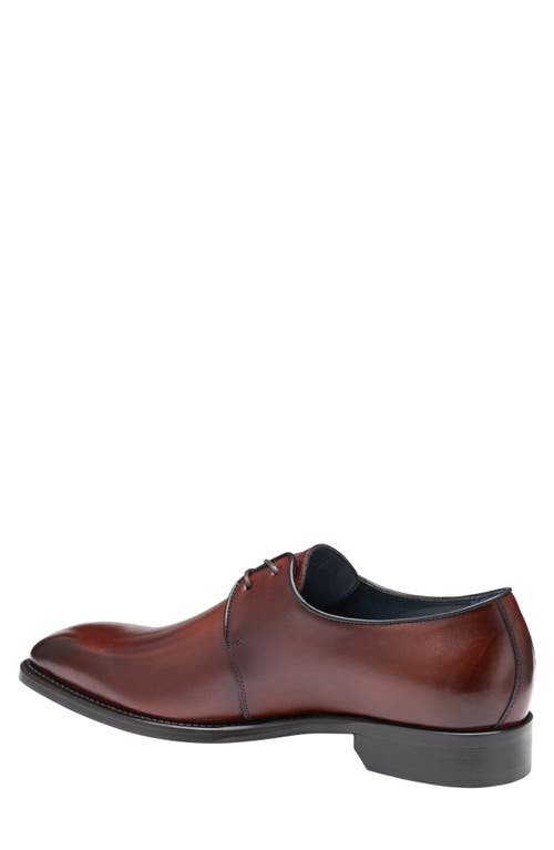 Johnston & Murphy Collection Larson Plain Toe Derby In Mahogany Italian Calfskin