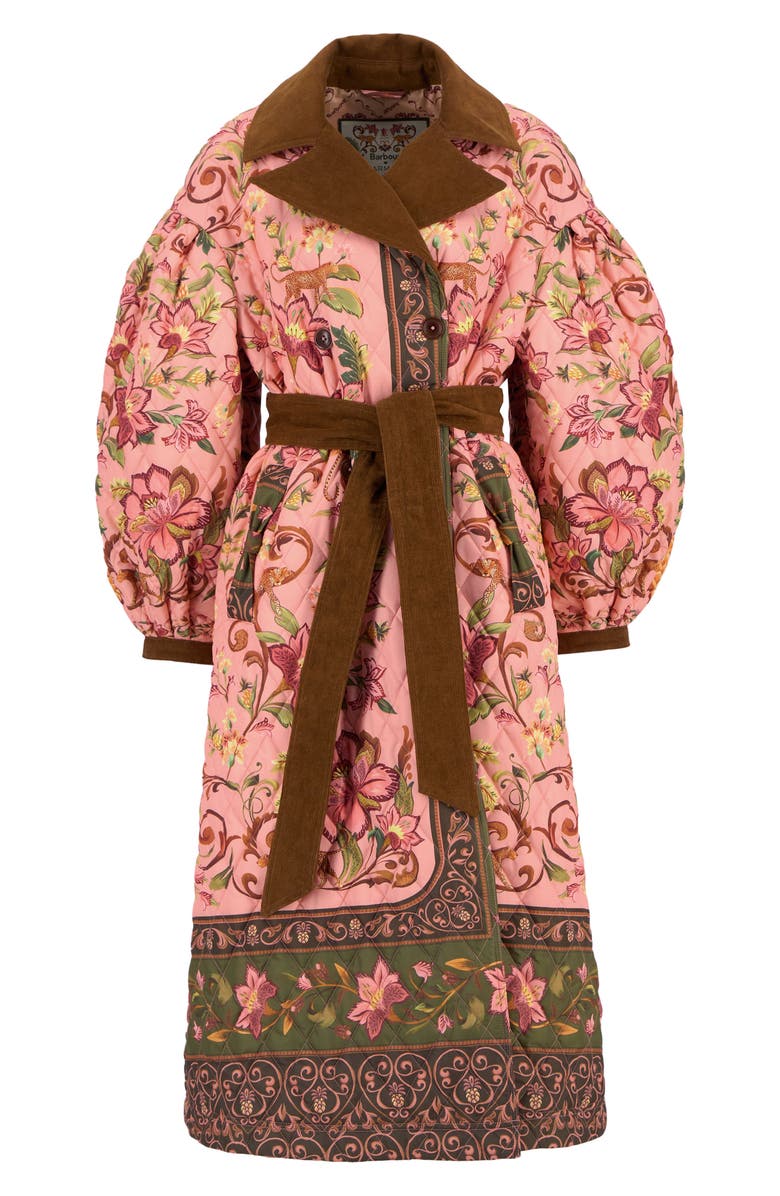 Barbour x FARM Rio Cami Quilted Coat, Alternate, color, Tropical / Beige Heart Print