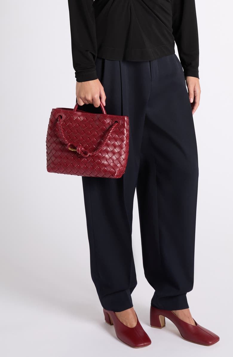 Bottega Veneta Small Andiamo Intrecciato Lambskin Leather Top Handle Bag, Alternate, color, 6551 Lava Red-M B