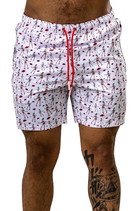 Swim Marthyr Print Swim Trunks