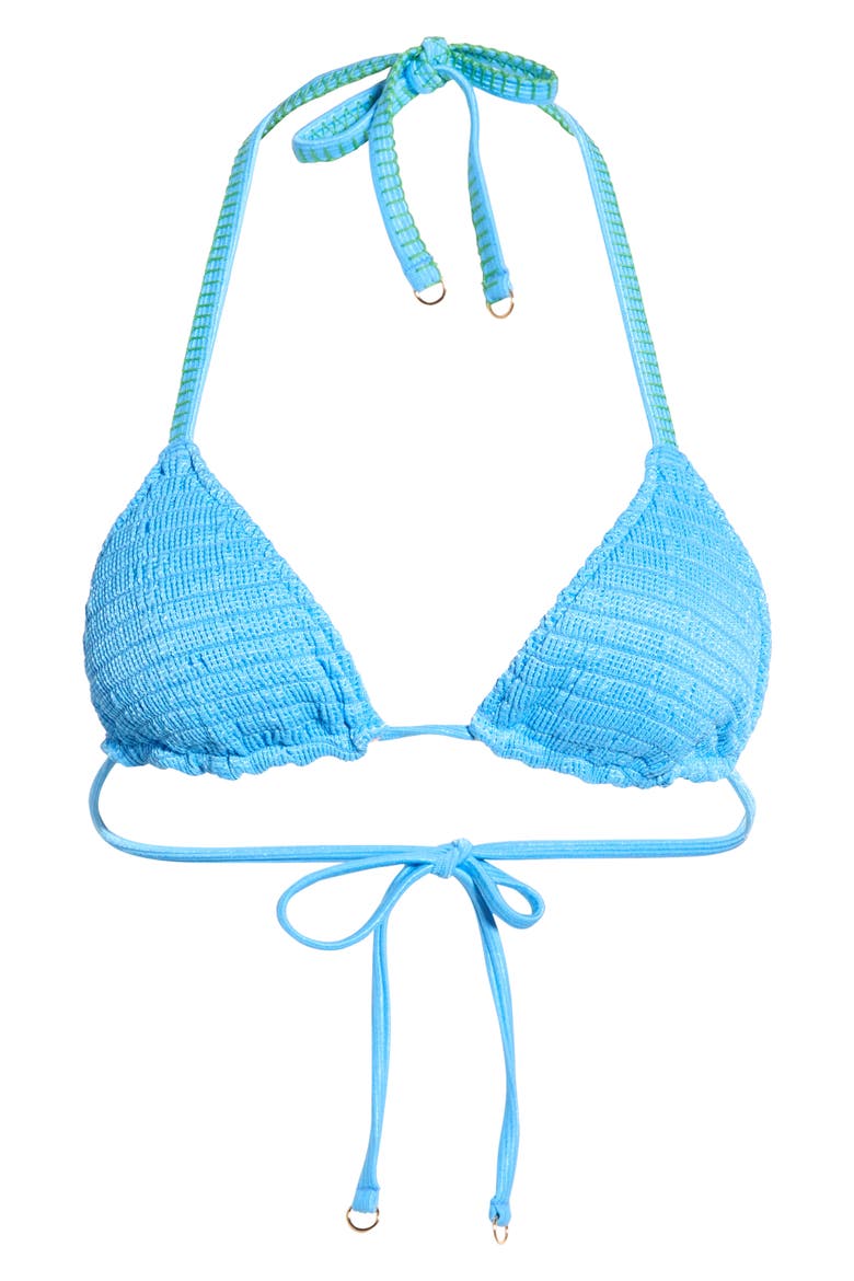 Ocean Drift Balmy Smocked Reversible Bikini Top, Alternate, color, BLUE