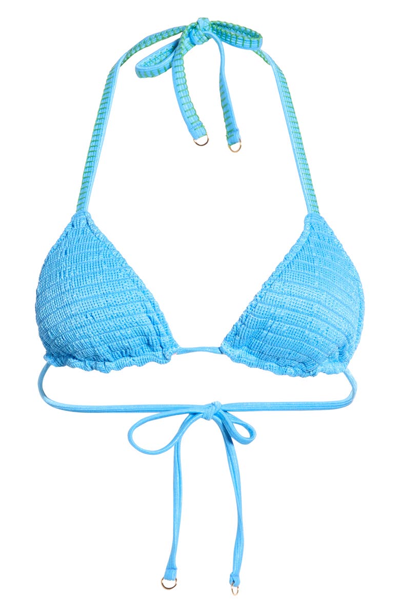 Maaji Ocean Drift Balmy Smocked Reversible Bikini Top, Main, color, Blue