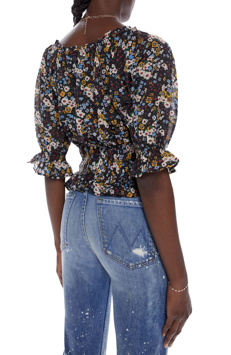 MOTHER The Dollface Floral Smocked Waist Cotton Top, Alternate, color,