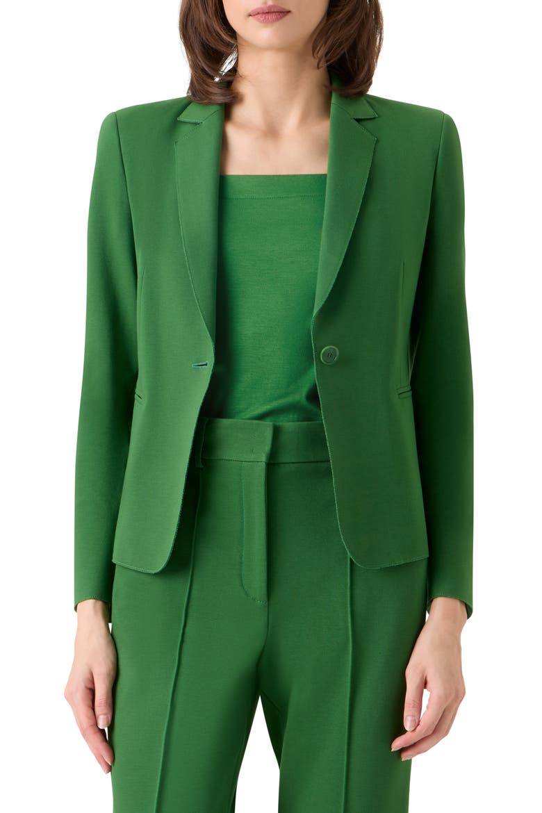 Fitted Signature Jersey Blazer, Main, color, GREEN