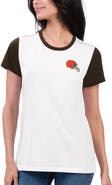 G-III 4HER BY CARL BANKS Women's G-III 4Her by Carl Banks White/Brown Cleveland Browns Fashion Illustration T-Shirt