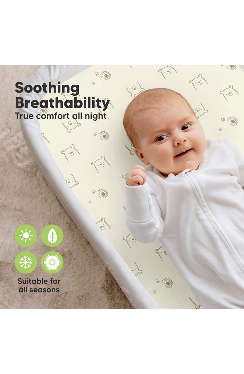 KeaBabies 2-Pack Soothe Fitted Bassinet Sheets, Alternate, color, Bumble Bear