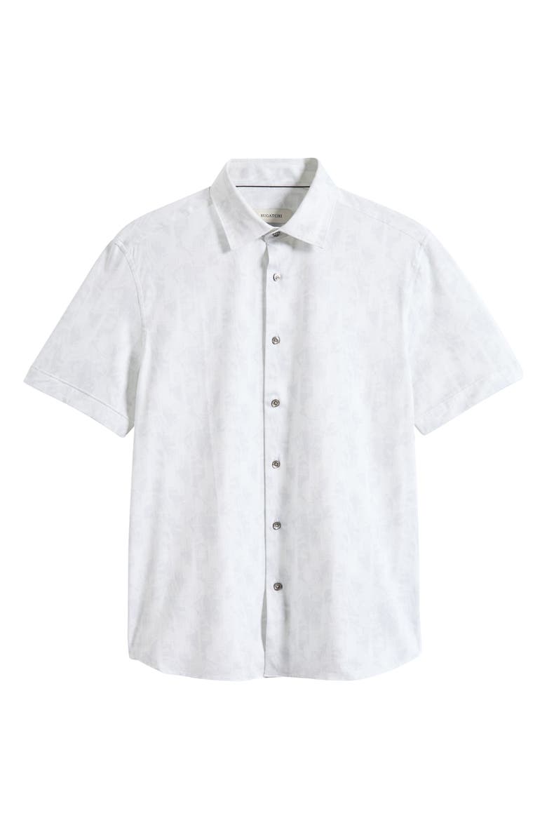 Bugatchi Miles OoohCotton<sup>®</sup> Printed Short Sleeve Button-Up Shirt, Alternate, color, Platinum