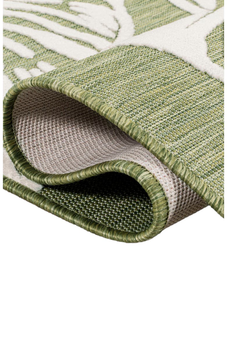 Tobago High-Low Two-Tone Monstera Leaf Indoor/Outdoor Area Rug, Alternate, color, Light Green/Ivory