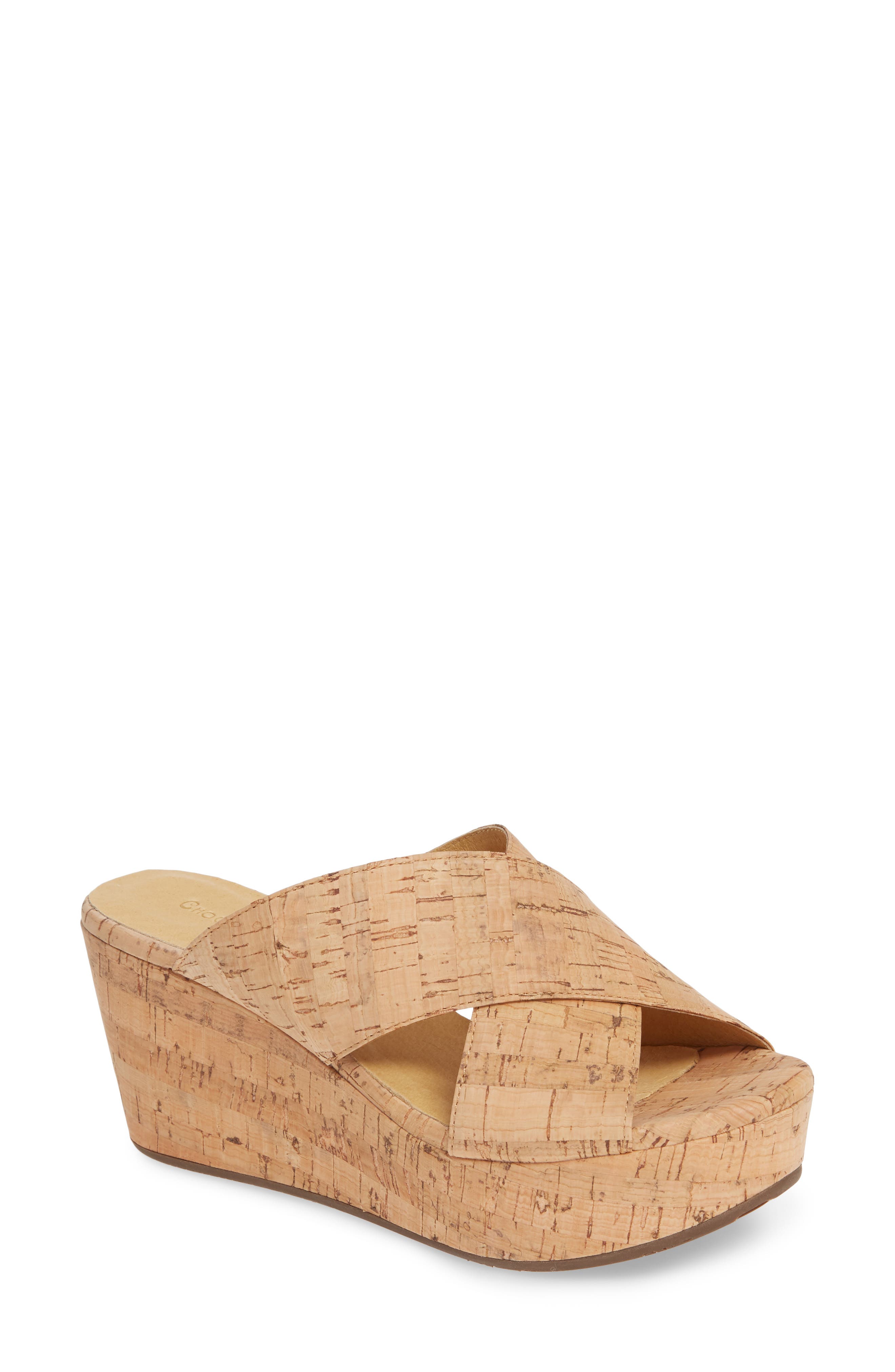 Chocolat Blu Wayland Platform Wedge Slide Sandal in Cork 