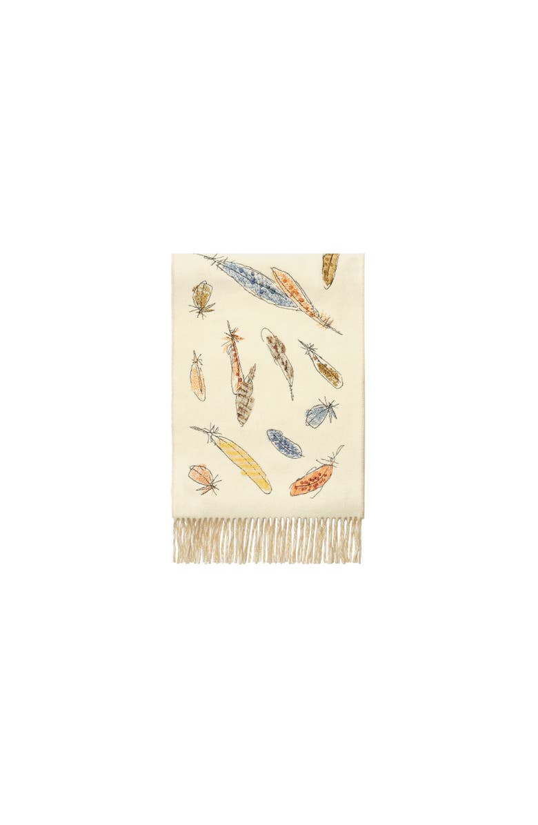 Burberry Feather Print Cashmere Scarf, Alternate, color, Sand Beige