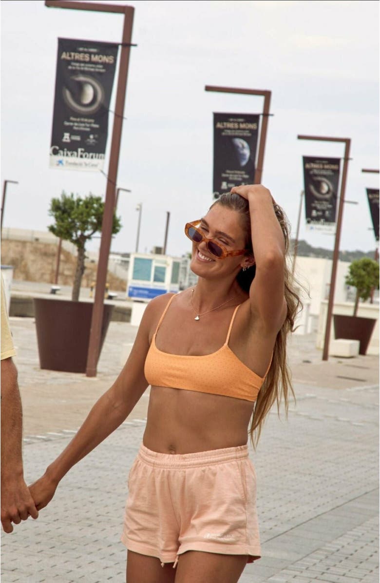 OOSC Tangerine Squeeze Lace up Crop Bikini Top, Alternate, color, Orange