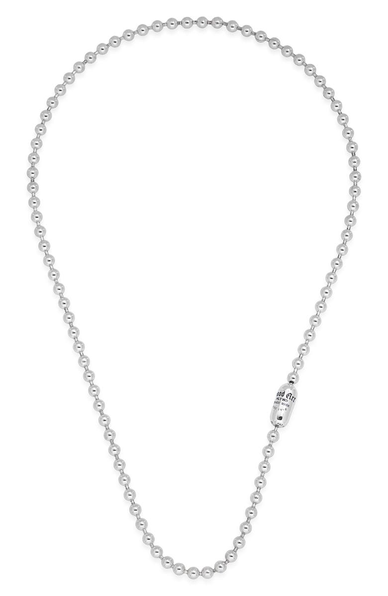 Good Art Hlywd Men's Poplock Logo Ball Chain Necklace, Main, color, Sterling Silver