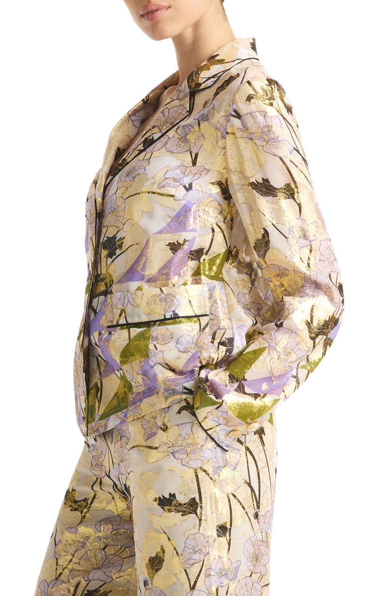 St. John Collection Geo Frieze Metallic Jacquard Top, Alternate, color, 