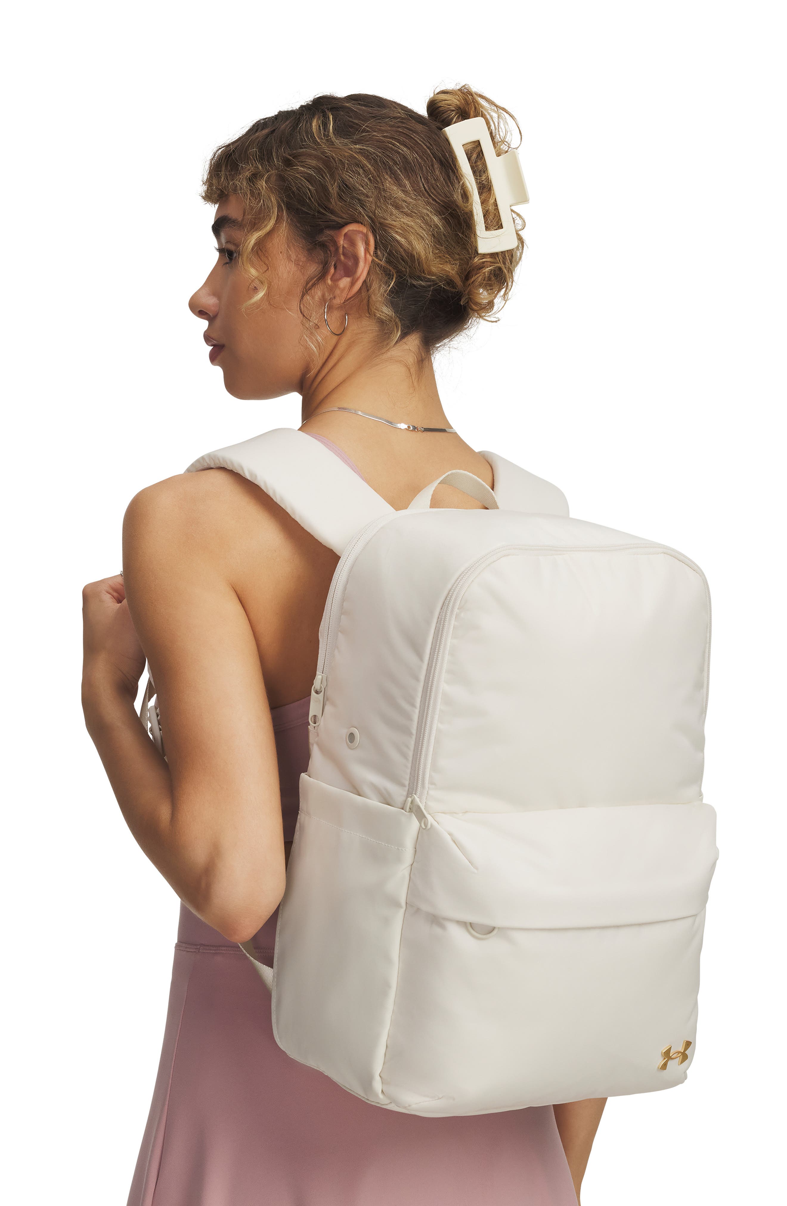 Under Armour Studio Spirit Backpack, Alternate, color, Stone / / Metallic Gold