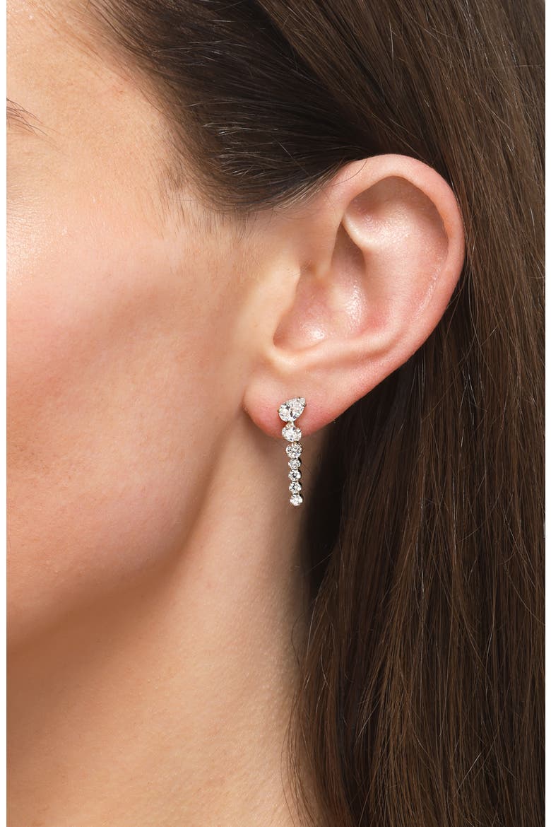 Mesmera Mixed Cut Cubic Zirconia Drop Earrings, Alternate, color, WHITE/ GOLD