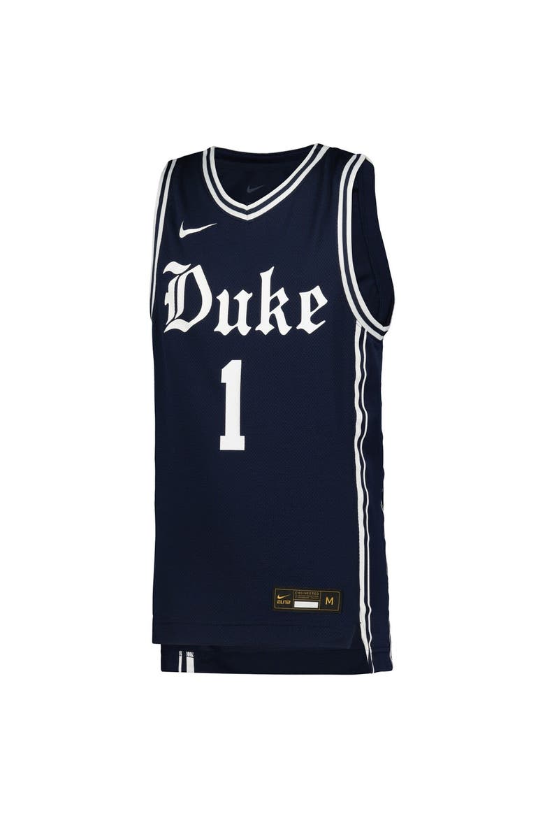 Youth Nike #1 Navy Duke Blue Devils Icon Replica Basketball Jersey, Alternate, color, Navy