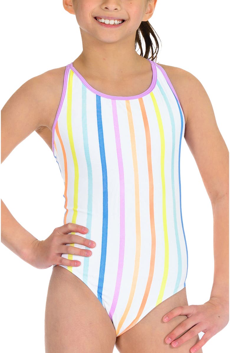 Destira Candy Stripes Strappy One Piece Swimsuit, Main, color, Candy Stripes