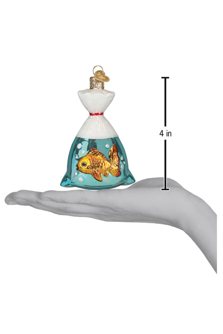 Goldfish in a Bag Ornament, Alternate, color, TURQUOISE