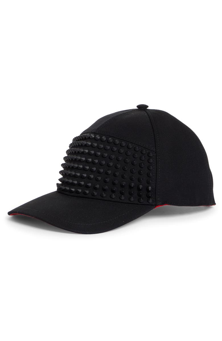 Christian Louboutin Enky Spike Cotton Canvas Baseball Cap, Main, color, 