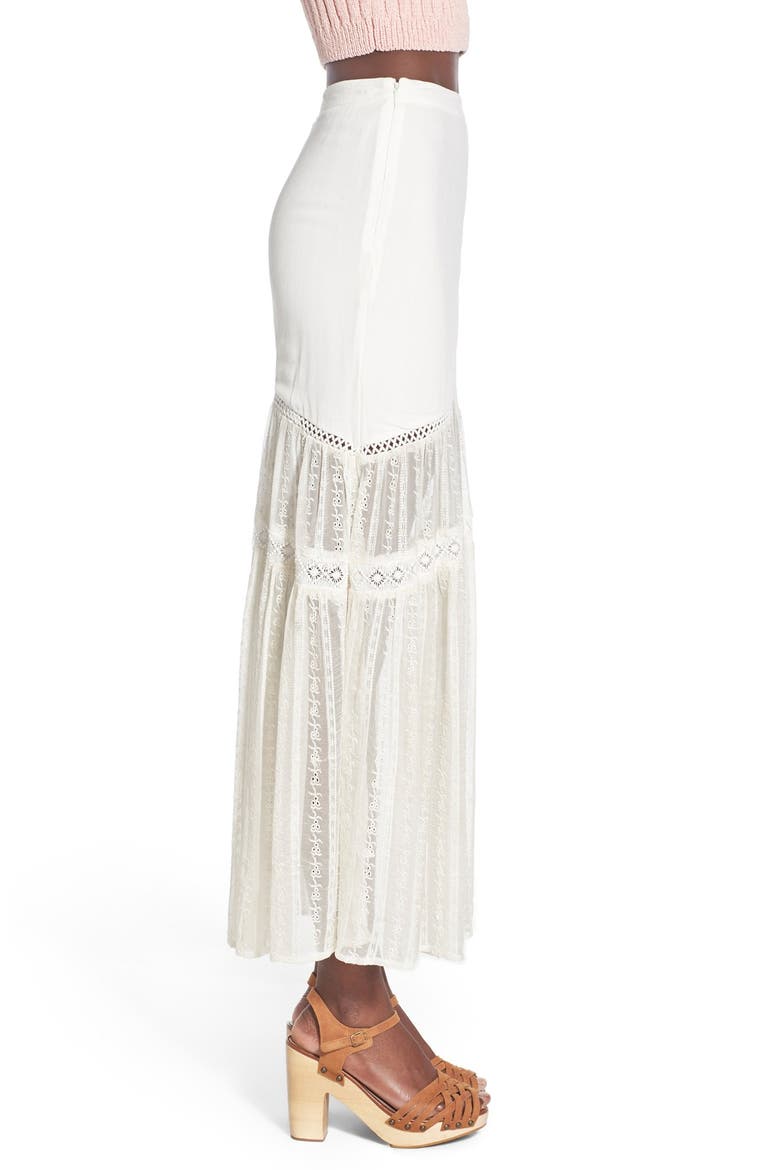 'Caves' Embroidered Lace Maxi Skirt, Alternate, color, OFF WHITE
