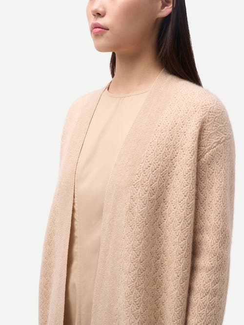 Gobi Cashmere Ajour Knit Open Front Cardigan In Neutral
