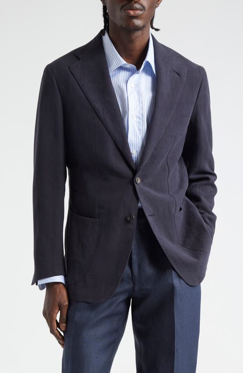 Notched Lapel Linen Sport Coat
