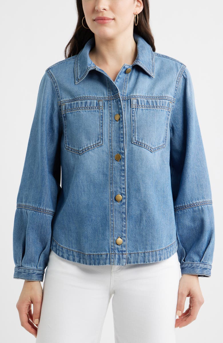 Caslon<sup>®</sup> Balloon Sleeve Denim Jacket, Alternate, color, Medium Wash