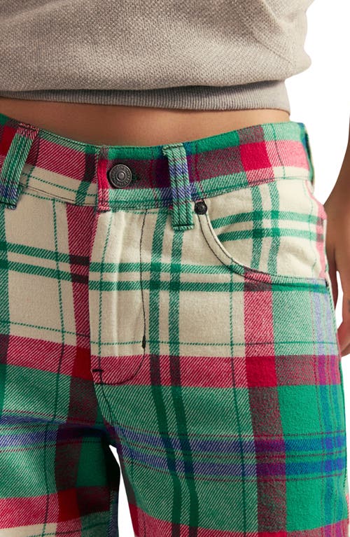 Free People Cheers Plaid High Waist Pants In Green