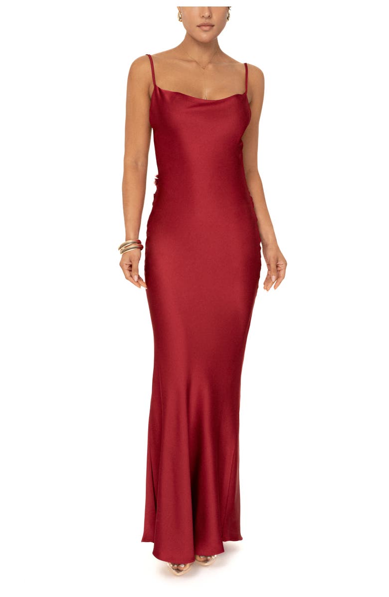 JLUXLABEL Down The Aisle Satin Gown, Main, color, Red