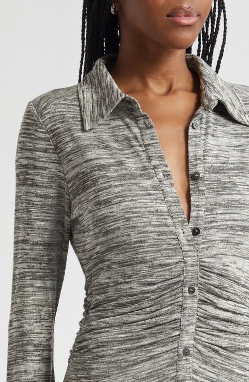 Ramy Brook Rachelle Metallic Long Sleeve Knit Midi Dress In Gray