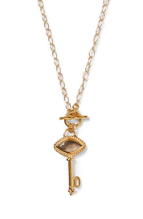 Chan Luu Smoky Quartz Key Pendant Necklace In Gold