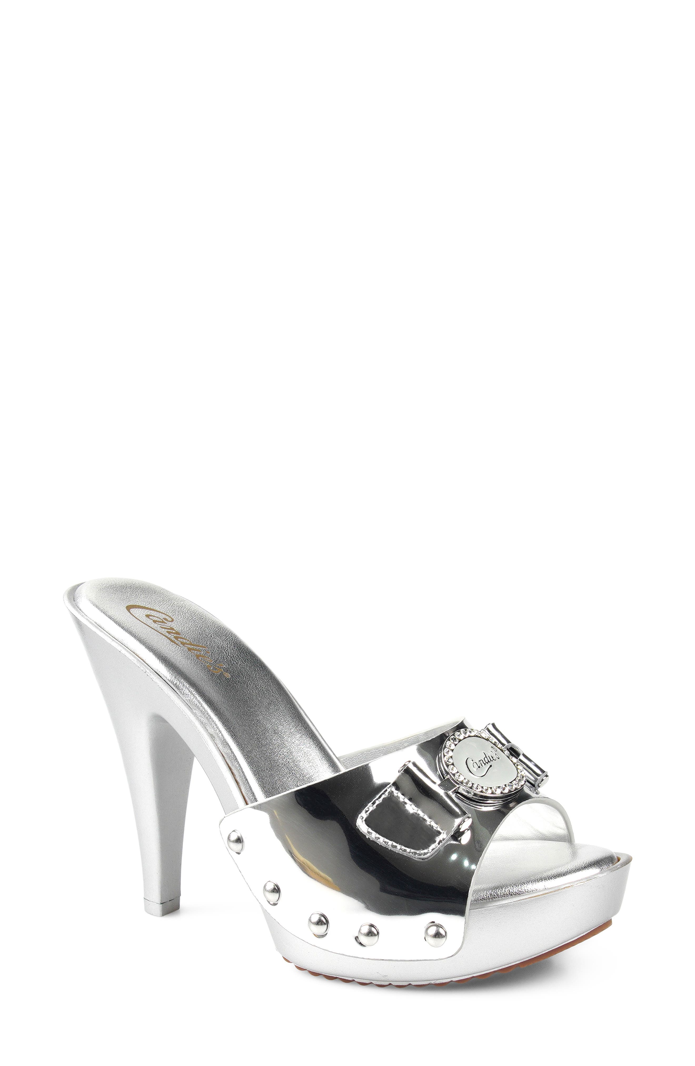 Candie's Lorenna Platform Sandal, Main, color, Silver Leather