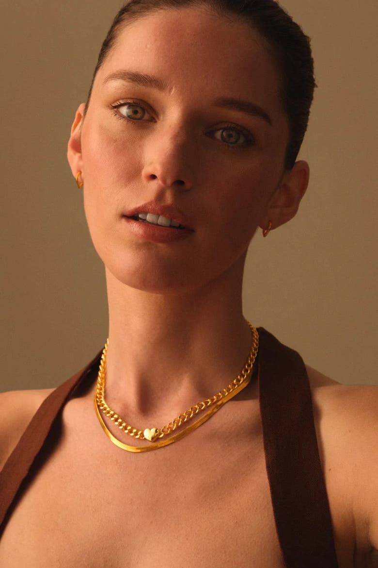 Allure Waterproof Gold Heart Chain Necklace, Alternate, color, Gold