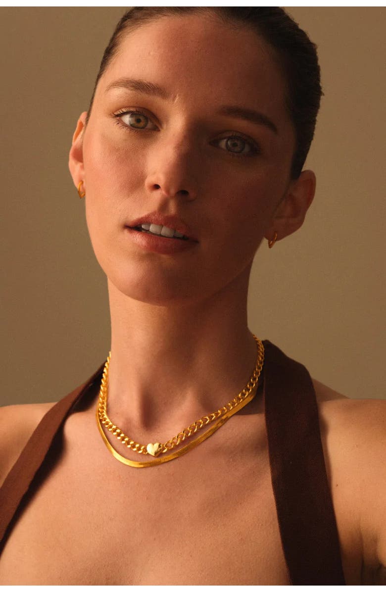 Katie Loxton Allure Waterproof Gold Heart Chain Necklace, Alternate, color, Gold