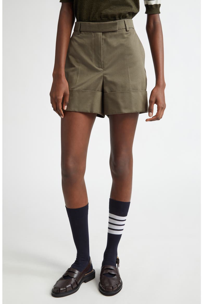 Cotton Twilll Sack Shorts, Main, color, DARK GREEN