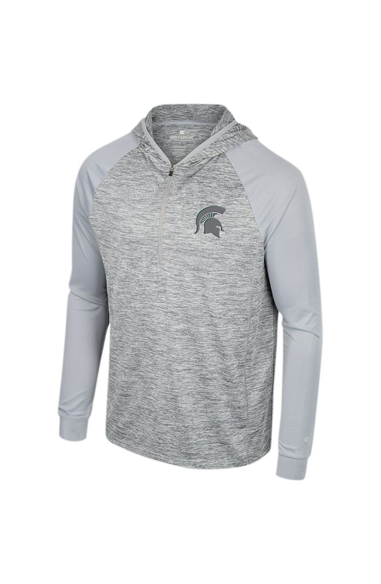 COLOSSEUM Men's Colosseum Gray Michigan State Spartans Cybernetic Raglan Quarter-Zip Hooded Top, Alternate, color, Gray