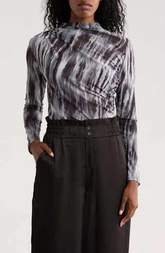 PATRIZIA LUCA Side Ruched Mesh Top