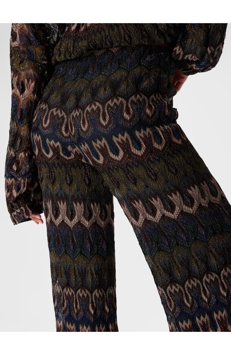 Missoni Viscose Lamé Trousers With Arabesque Motif, Alternate, color, Green& Brown