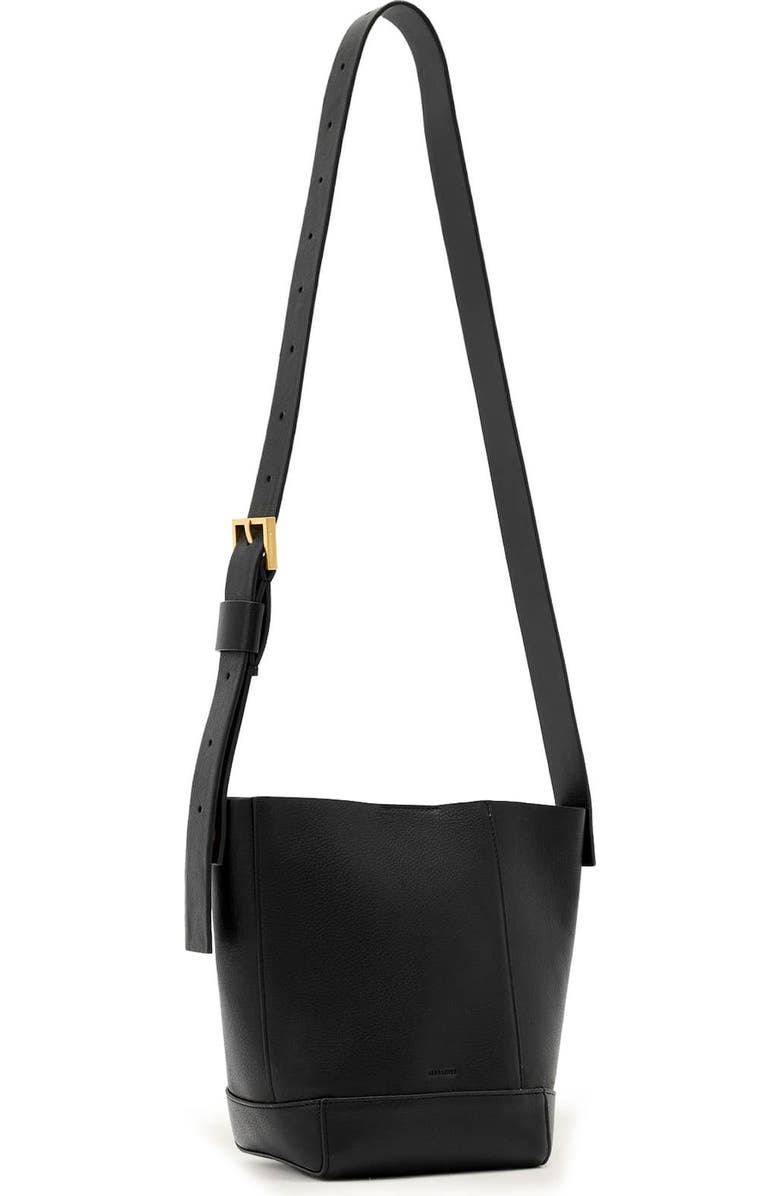 AllSaints Mini Alba Leather Crossbody Bag, Alternate, color, Black