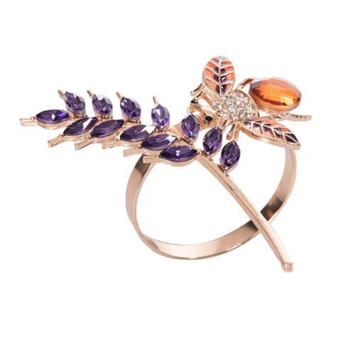 Lavender and Bee Tabletop Napkin Rings Set of 4