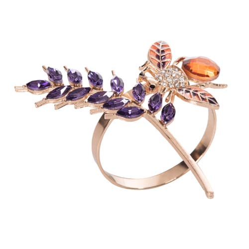 C & F Home C&f Home Lavender And Bee Tabletop Napkin Rings Set Of 4 In Multi