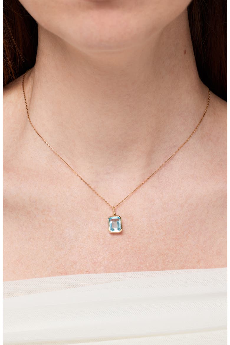 Solid Yellow Gold Spritz Necklace, Alternate, color, Blue Topaz