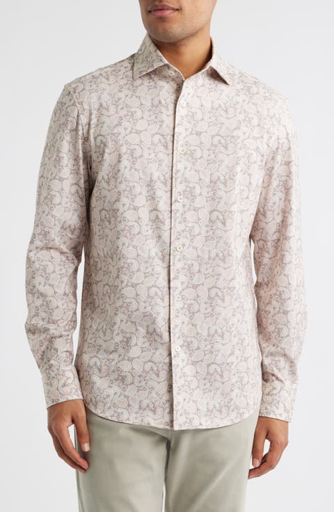 OoohCotton® Devon Paisley Print Button-Up Shirt