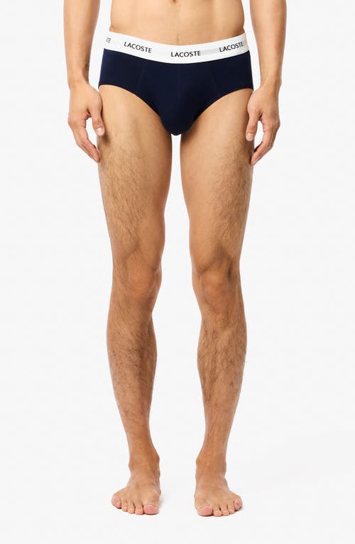 Lacoste Assorted 3-pack Stretch Cotton Briefs In Blue