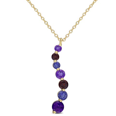 Multi-Gemstone Graduated Drop Necklace