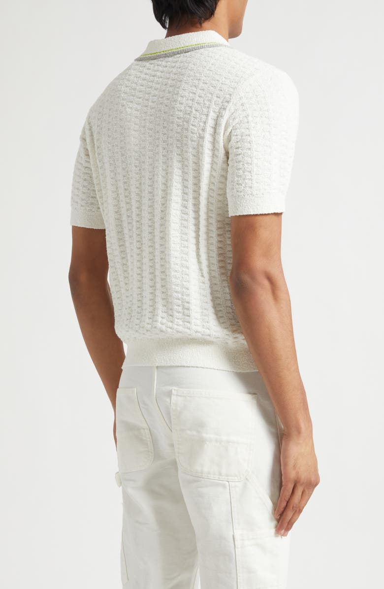 Casablanca Tennis Logo Embroidered Bouclé Polo, Alternate, color, White