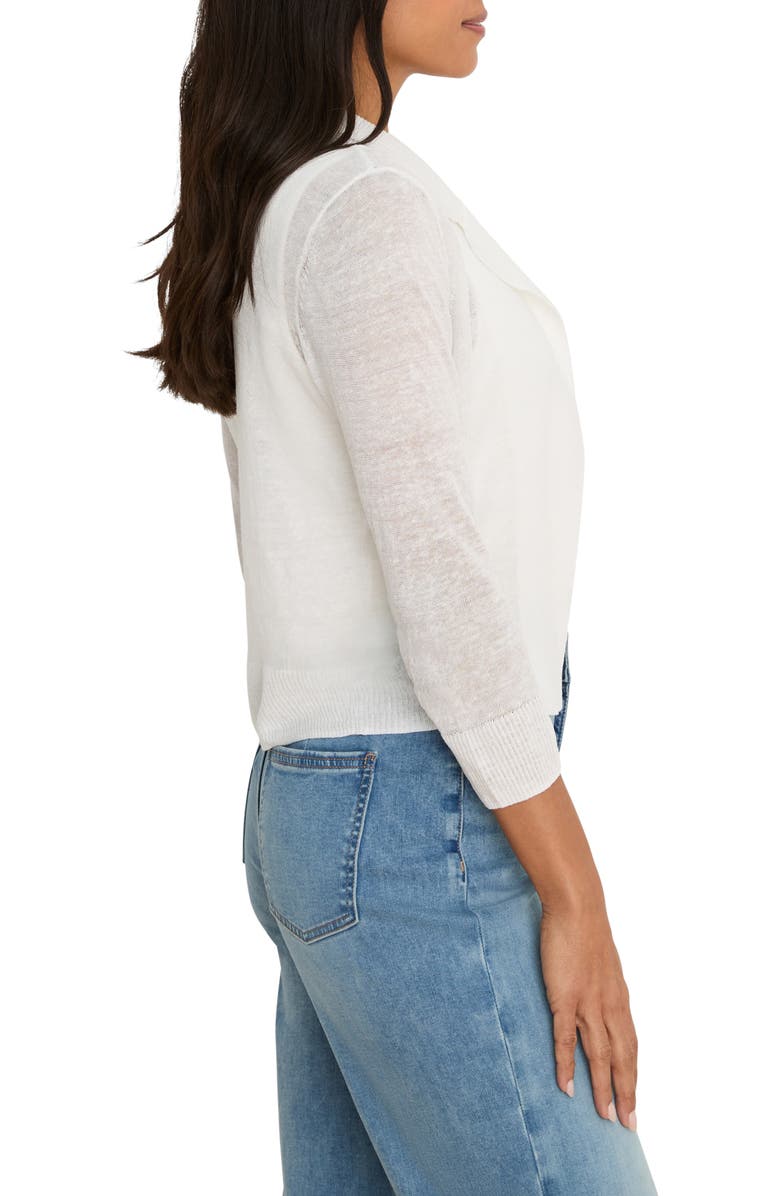 NIC+ZOE Featherknit Linen Blend Cardigan, Alternate, color, Paper White