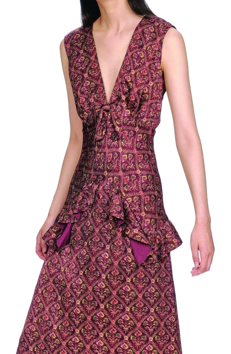 Anna Sui Wallpaper Medley Maxi Dress, Alternate, color, Garnet