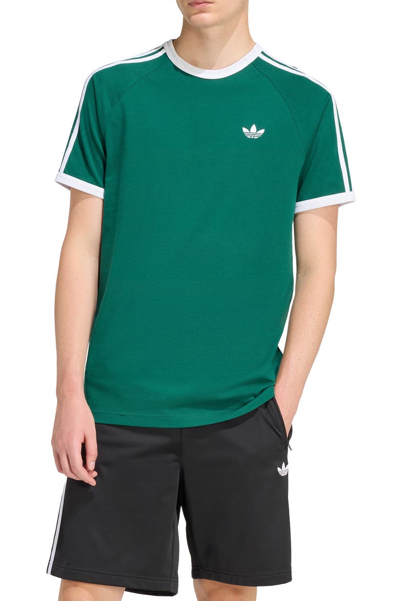 3-Stripes Cotton T-Shirt, Main, color, COLLEGIATE GREEN