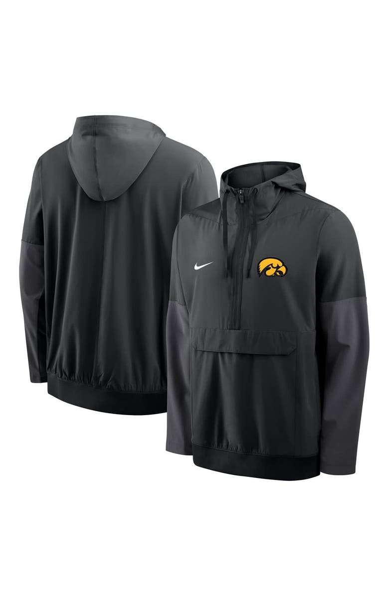 Nike Men's Nike Black Iowa Hawkeyes Anorak Half-Zip Hoodie Jacket, Alternate, color, 